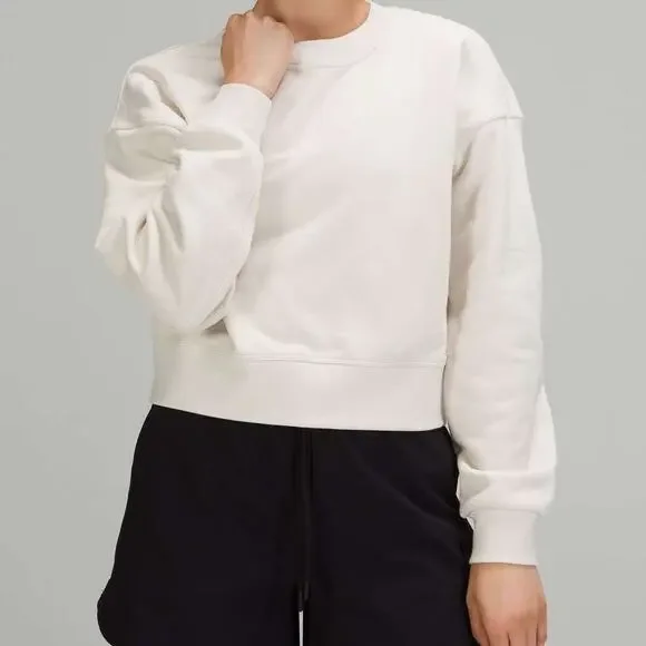 Lululemon Softstreme Perfectly Oversized Cropped Crew White Opal - Picture 9 of 9